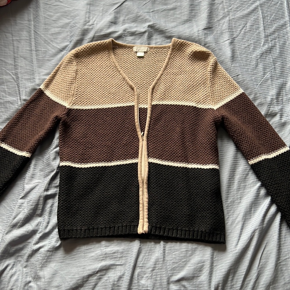Christopher & Banks multicolored block sweater jacket